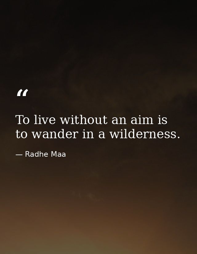 To live without an aim is to wander in a wilderness. — Radhe Maa