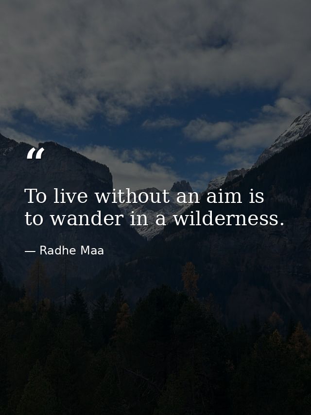 To live without an aim is to wander in a wilderness. — Radhe Maa