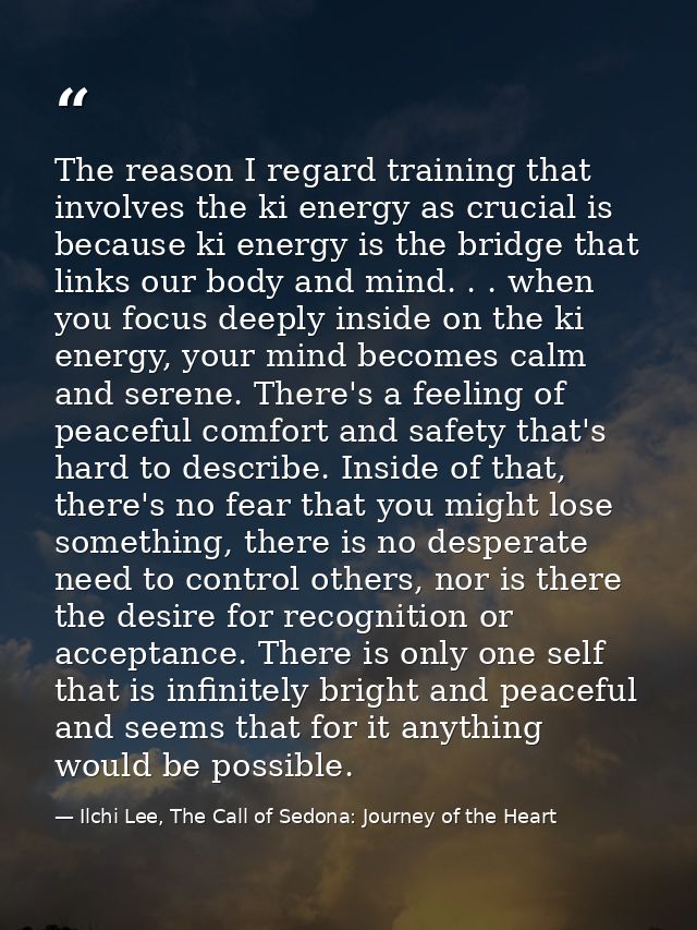 The reason I regard training that involves the ki energy as crucial is because ki energy is the bridge that links our bo — Ilchi Lee, The Call of Sedona: Journey of the Heart