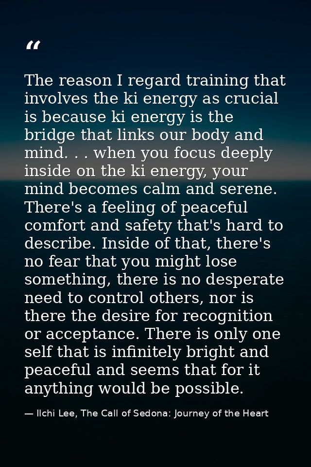 The reason I regard training that involves the ki energy as crucial is because ki energy is the bridge that links our bo — Ilchi Lee, The Call of Sedona: Journey of the Heart