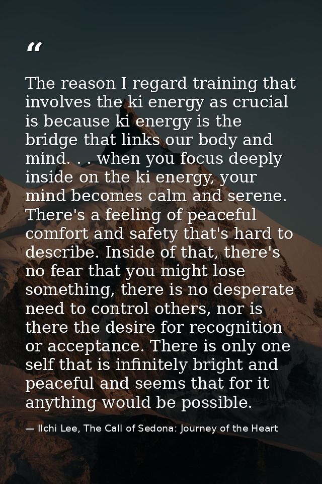 The reason I regard training that involves the ki energy as crucial is because ki energy is the bridge that links our bo — Ilchi Lee, The Call of Sedona: Journey of the Heart