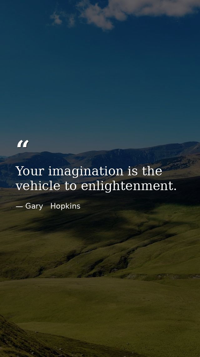 Your imagination is the vehicle to enlightenment. — Gary   Hopkins
