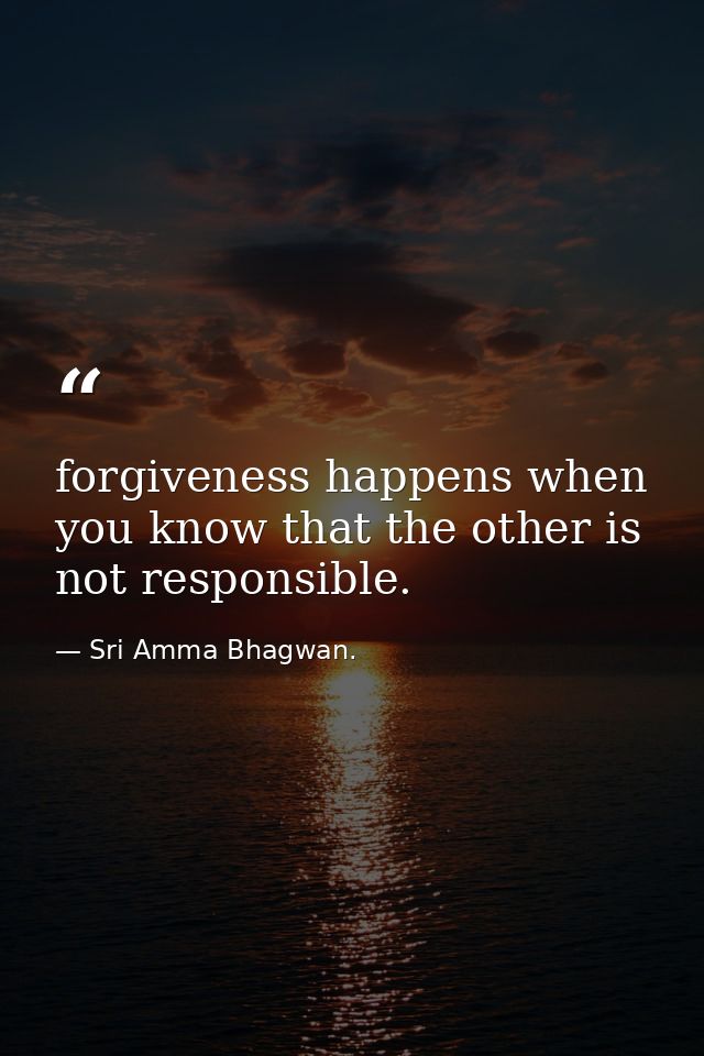 forgiveness happens when you know that the other is not responsible. — Sri Amma Bhagwan.