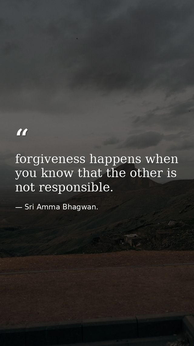 forgiveness happens when you know that the other is not responsible. — Sri Amma Bhagwan.