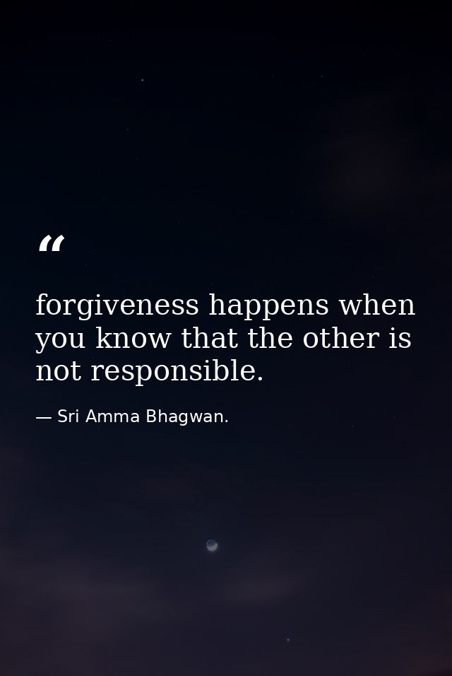 forgiveness happens when you know that the other is not responsible. — Sri Amma Bhagwan.