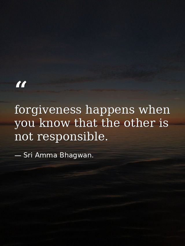 forgiveness happens when you know that the other is not responsible. — Sri Amma Bhagwan.