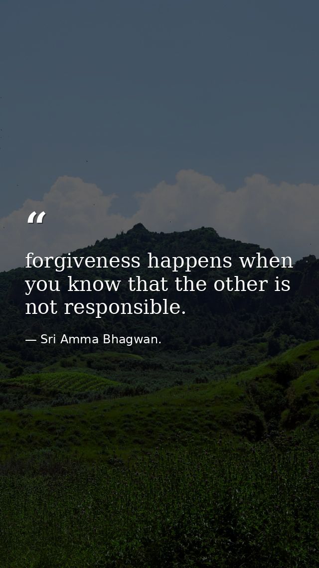 forgiveness happens when you know that the other is not responsible. — Sri Amma Bhagwan.