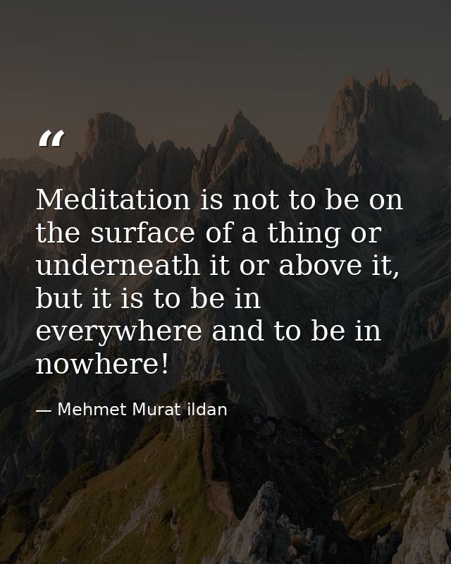 Meditation is not to be on the surface of a thing or underneath it or above it, but it is to be in everywhere and to be  — Mehmet Murat ildan