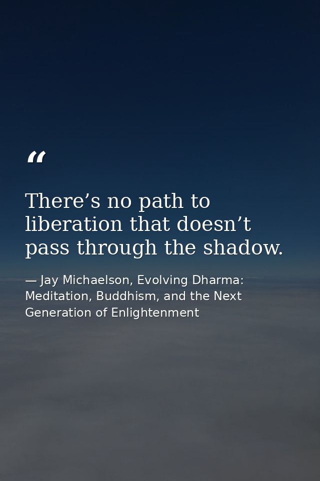 There’s no path to liberation that doesn’t pass through the shadow. — Jay Michaelson, Evolving Dharma: Meditation, Buddhism, and the Next Generation of Enlightenment