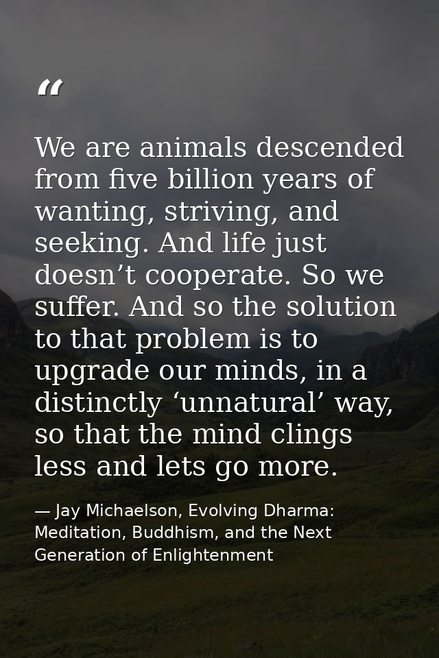 We are animals descended from five billion years of wanting, striving, and seeking. And life just doesn’t cooperate. So  — Jay Michaelson, Evolving Dharma: Meditation, Buddhism, and the Next Generation of Enlightenment
