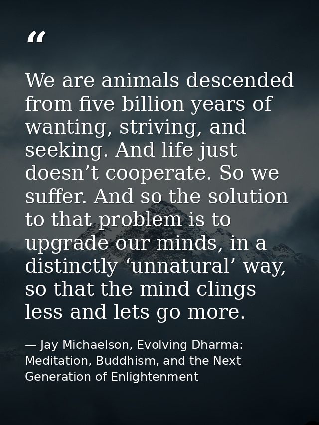 We are animals descended from five billion years of wanting, striving, and seeking. And life just doesn’t cooperate. So  — Jay Michaelson, Evolving Dharma: Meditation, Buddhism, and the Next Generation of Enlightenment