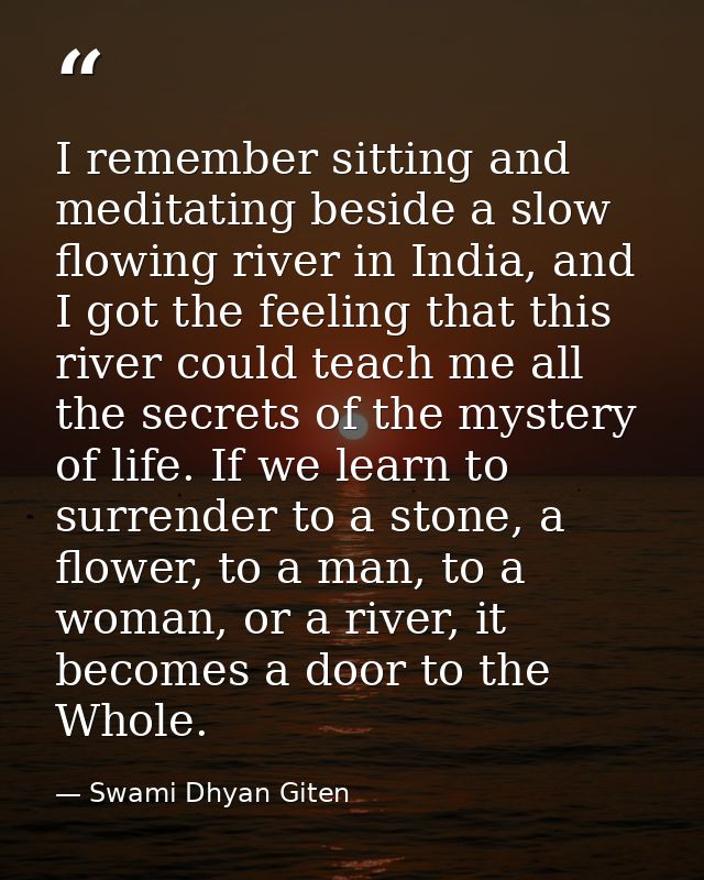 I remember sitting and meditating beside a slow flowing river in India, and I got the feeling that this river could teac — Swami Dhyan Giten