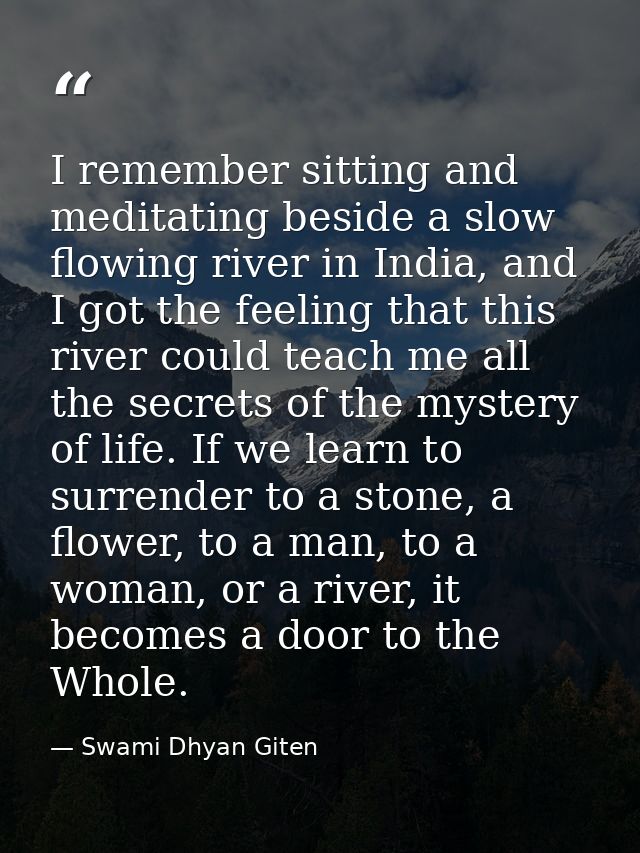 I remember sitting and meditating beside a slow flowing river in India, and I got the feeling that this river could teac — Swami Dhyan Giten