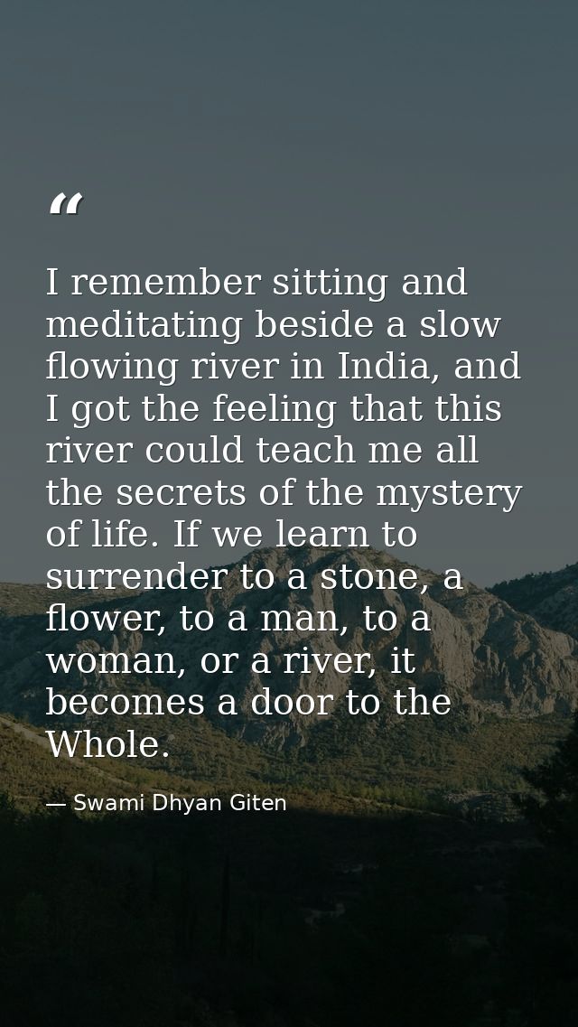 I remember sitting and meditating beside a slow flowing river in India, and I got the feeling that this river could teac — Swami Dhyan Giten