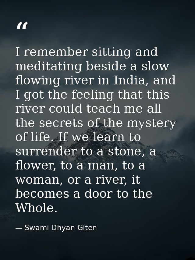 I remember sitting and meditating beside a slow flowing river in India, and I got the feeling that this river could teac — Swami Dhyan Giten