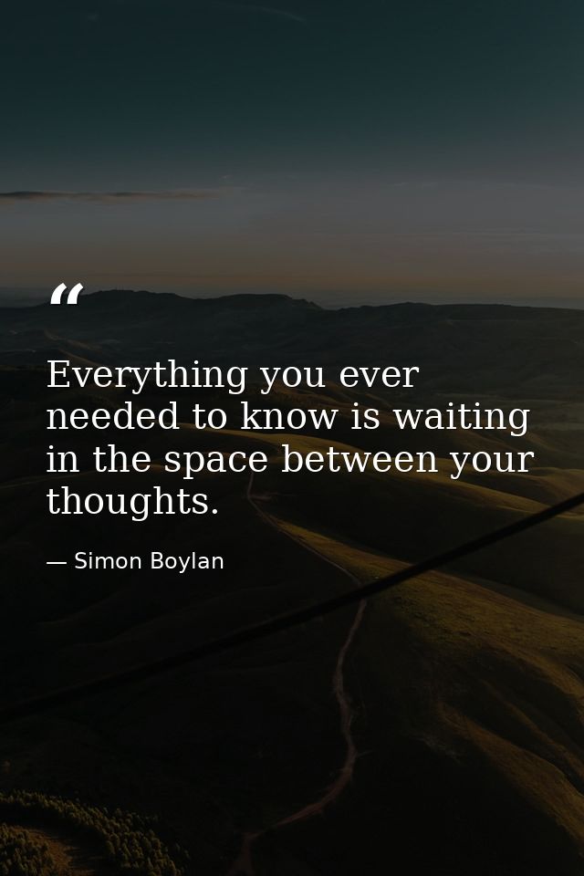 Everything you ever needed to know is waiting in the space between your thoughts. — Simon Boylan
