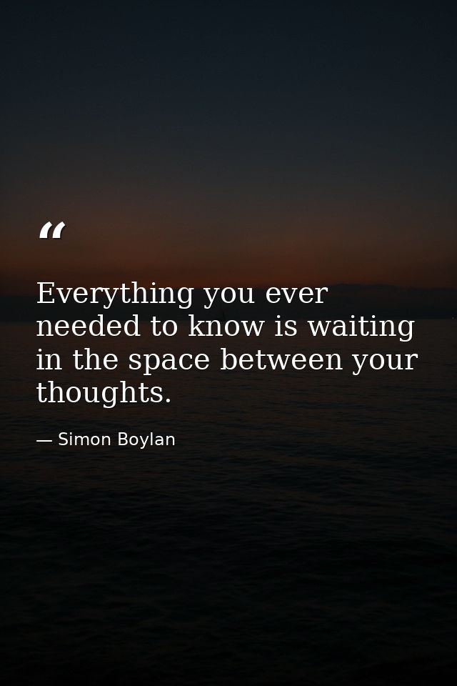 Everything you ever needed to know is waiting in the space between your thoughts. — Simon Boylan