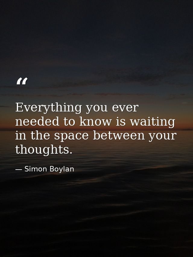 Everything you ever needed to know is waiting in the space between your thoughts. — Simon Boylan