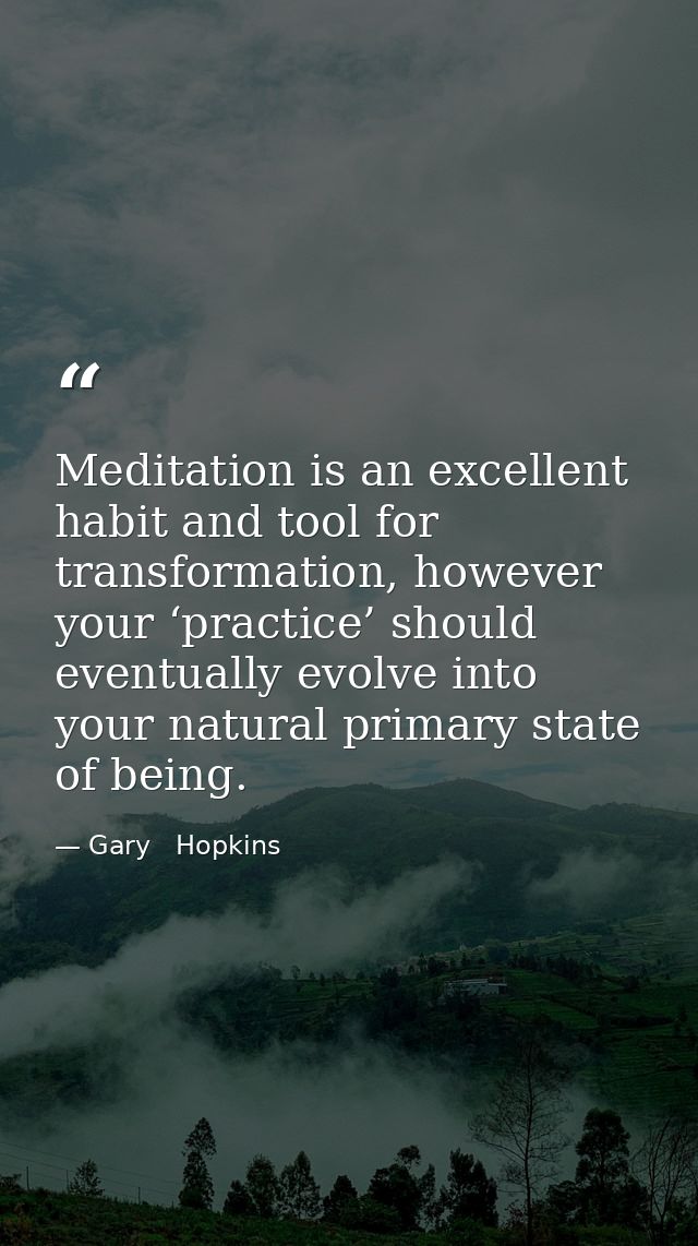Meditation is an excellent habit and tool for transformation, however your ‘practice’ should eventually evolve into your — Gary   Hopkins