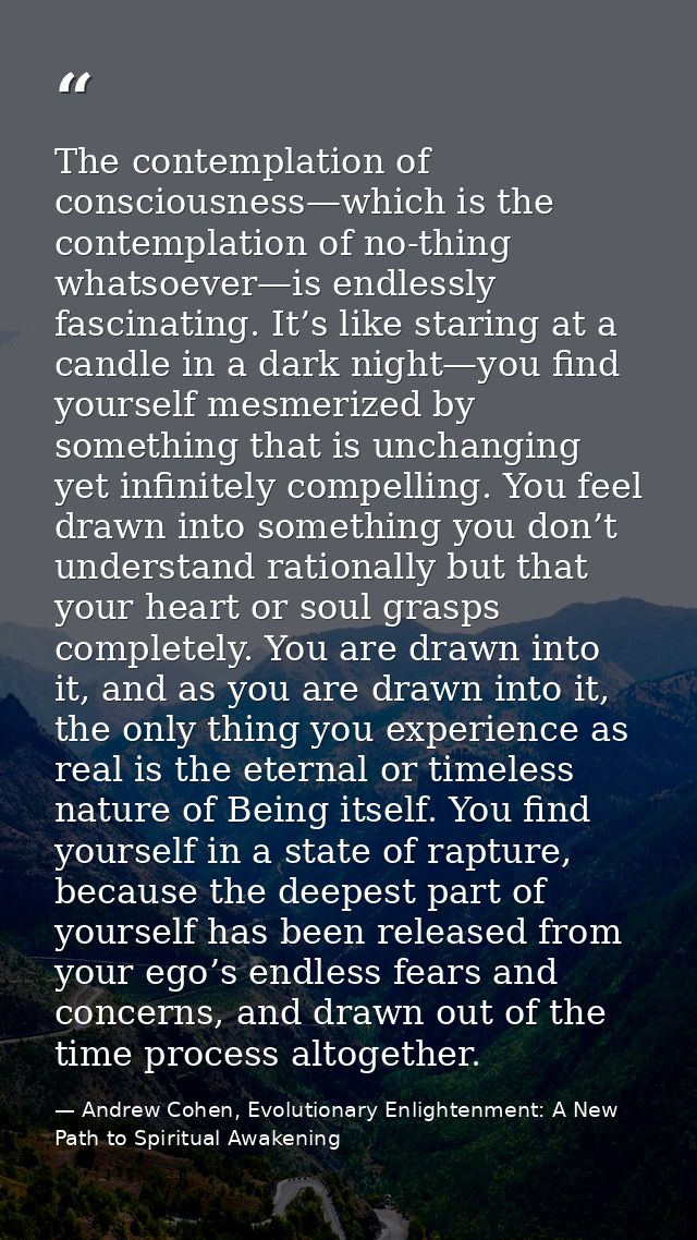 The contemplation of consciousness—which is the contemplation of no-thing whatsoever—is endlessly fascinating. It’s like — Andrew Cohen, Evolutionary Enlightenment: A New Path to Spiritual Awakening