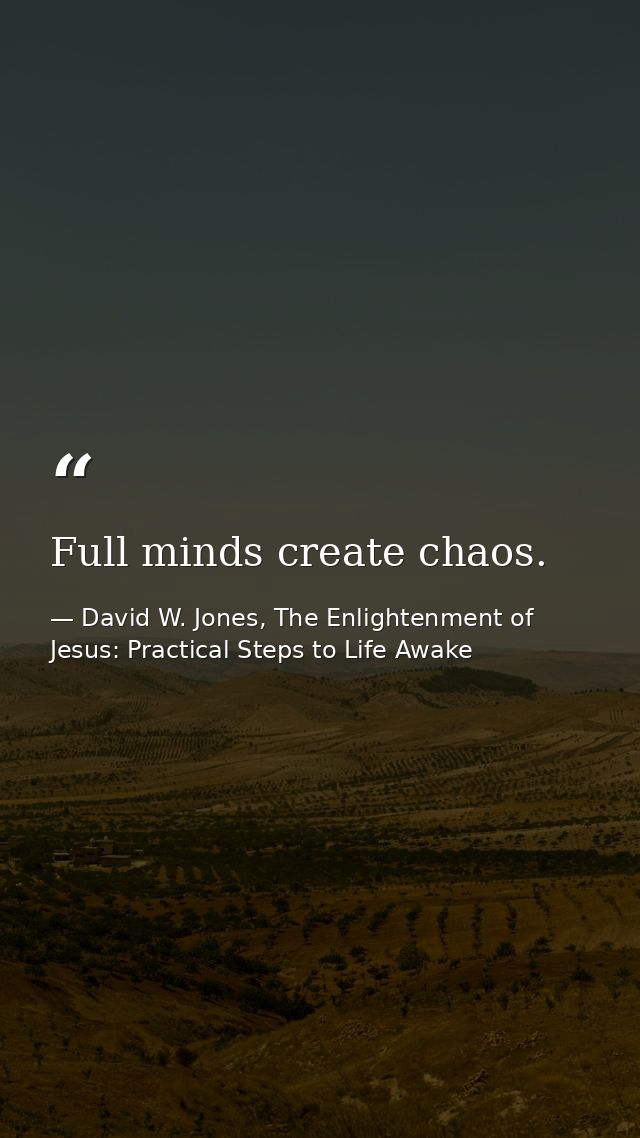 Full minds create chaos. — David W. Jones, The Enlightenment of Jesus: Practical Steps to Life Awake
