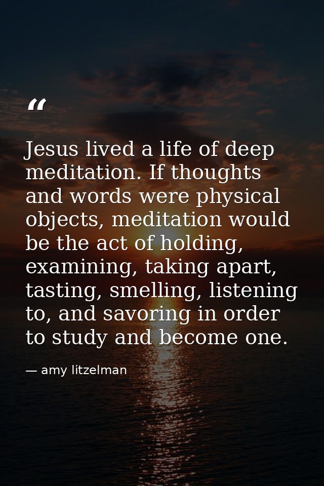 Jesus lived a life of deep meditation. If thoughts and words were physical objects, meditation would be the act of holdi — amy litzelman