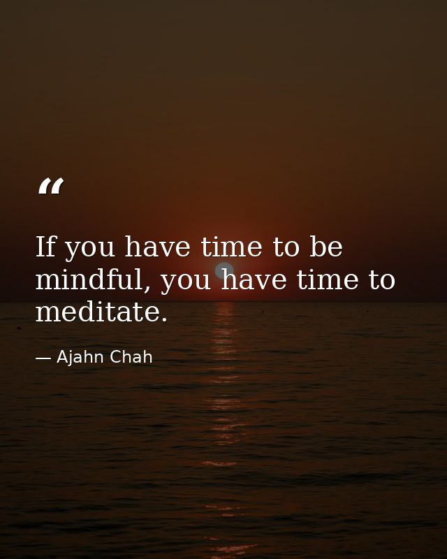 If you have time to be mindful, you have time to meditate. — Ajahn Chah