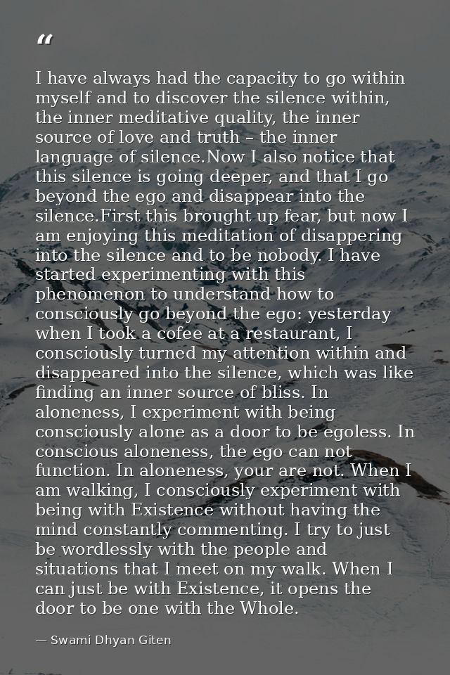 I have always had the capacity to go within myself and to discover the silence within, the inner meditative quality, the — Swami Dhyan Giten