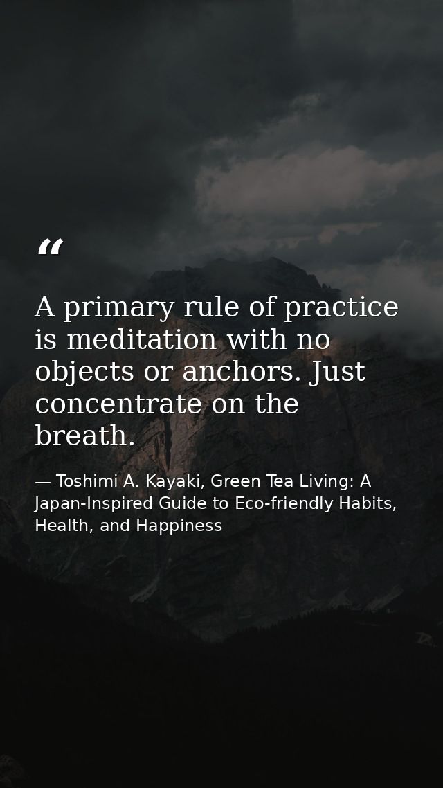 A primary rule of practice is meditation with no objects or anchors. Just concentrate on the breath. — Toshimi A. Kayaki, Green Tea Living: A Japan-Inspired Guide to Eco-friendly Habits, Health, and Happiness