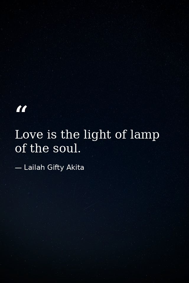 Love is the light of lamp of the soul. — Lailah Gifty Akita