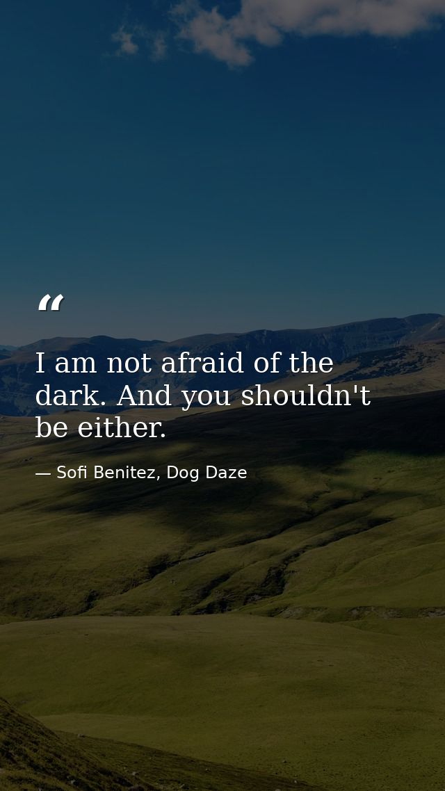I am not afraid of the dark. And you shouldn't be either. — Sofi Benitez, Dog Daze