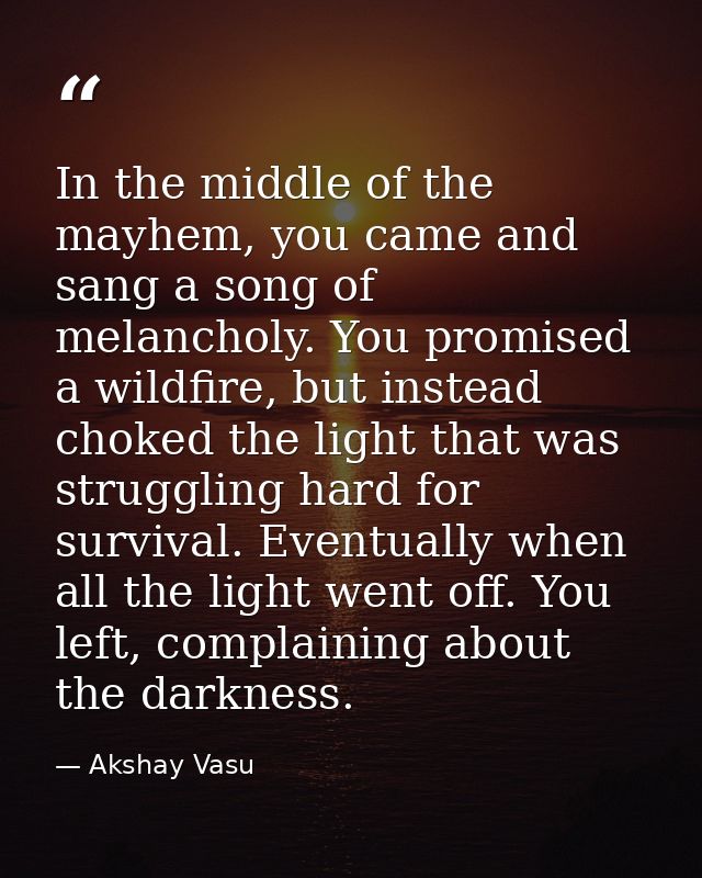 In the middle of the mayhem, you came and sang a song of melancholy. You promised a wildfire, but instead choked the lig — Akshay Vasu