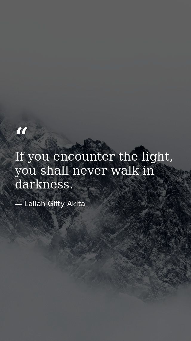 If you encounter the light, you shall never walk in darkness. — Lailah Gifty Akita
