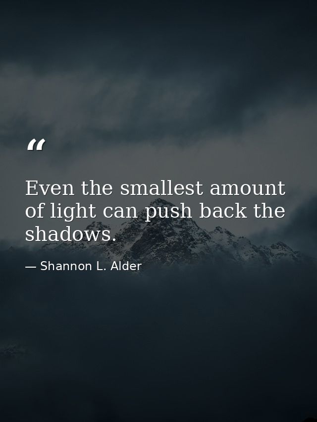 Even the smallest amount of light can push back the shadows. — Shannon L. Alder