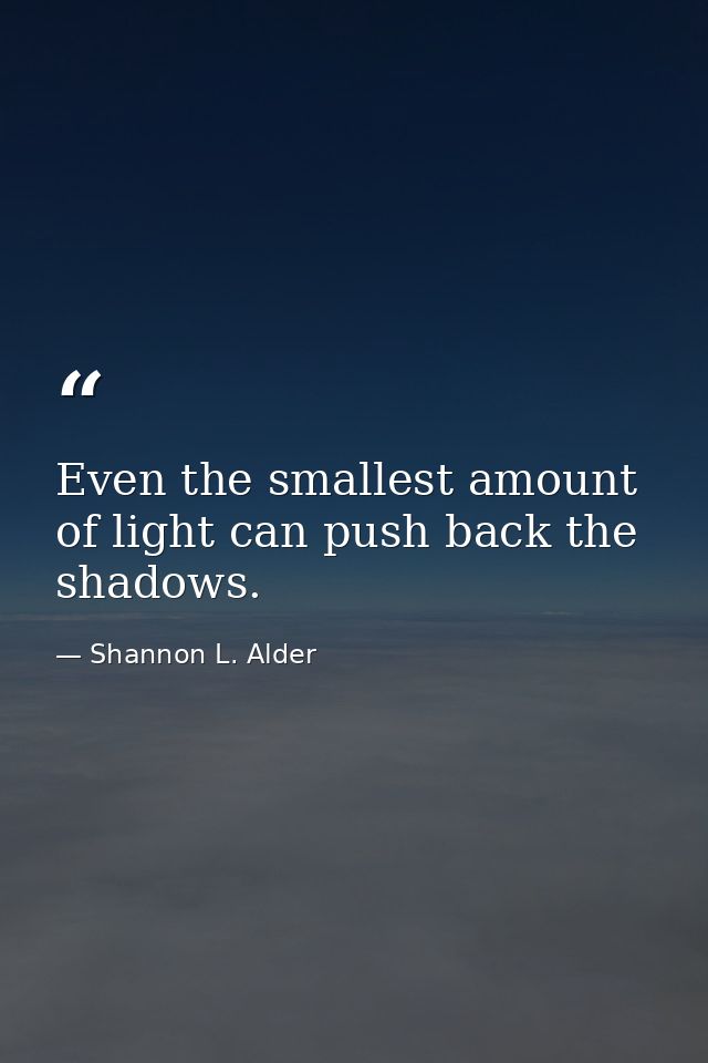 Even the smallest amount of light can push back the shadows. — Shannon L. Alder