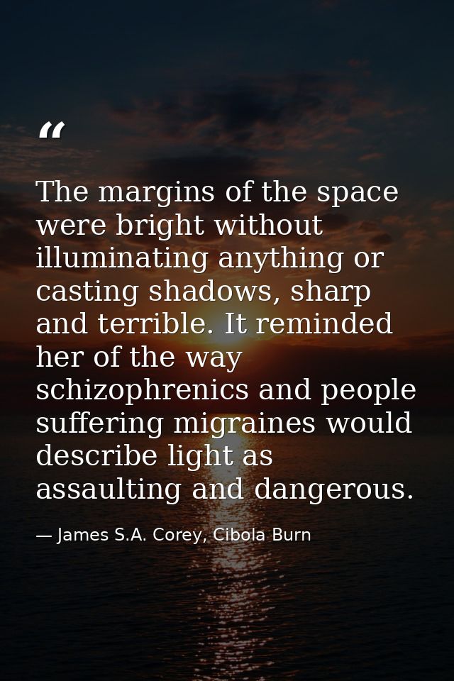 The margins of the space were bright without illuminating anything or casting shadows, sharp and terrible. It reminded h — James S.A. Corey, Cibola Burn