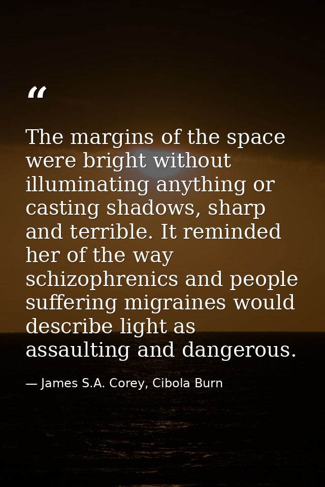 The margins of the space were bright without illuminating anything or casting shadows, sharp and terrible. It reminded h — James S.A. Corey, Cibola Burn