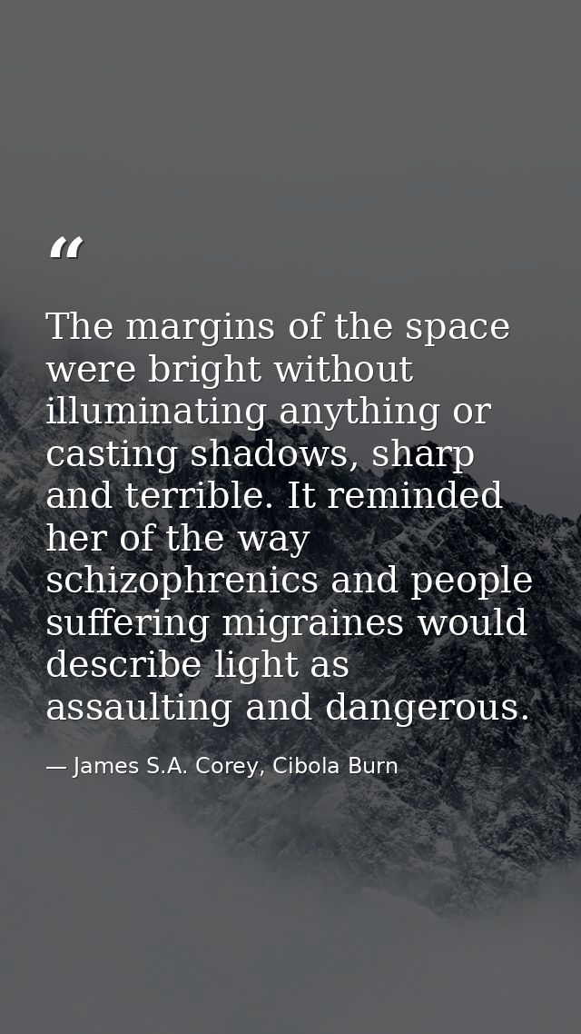 The margins of the space were bright without illuminating anything or casting shadows, sharp and terrible. It reminded h — James S.A. Corey, Cibola Burn