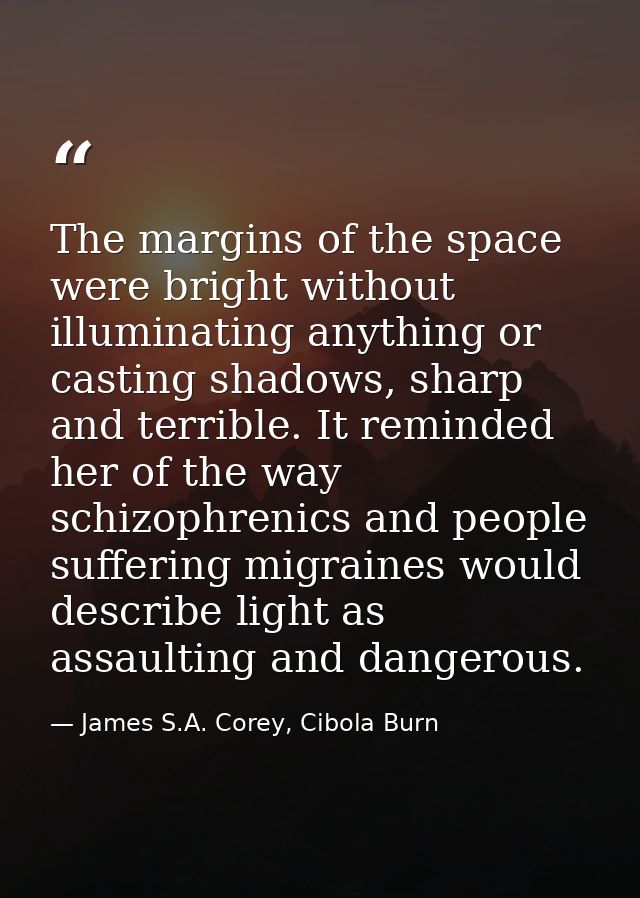 The margins of the space were bright without illuminating anything or casting shadows, sharp and terrible. It reminded h — James S.A. Corey, Cibola Burn