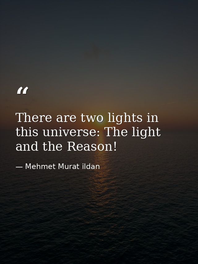 There are two lights in this universe: The light and the Reason! — Mehmet Murat ildan