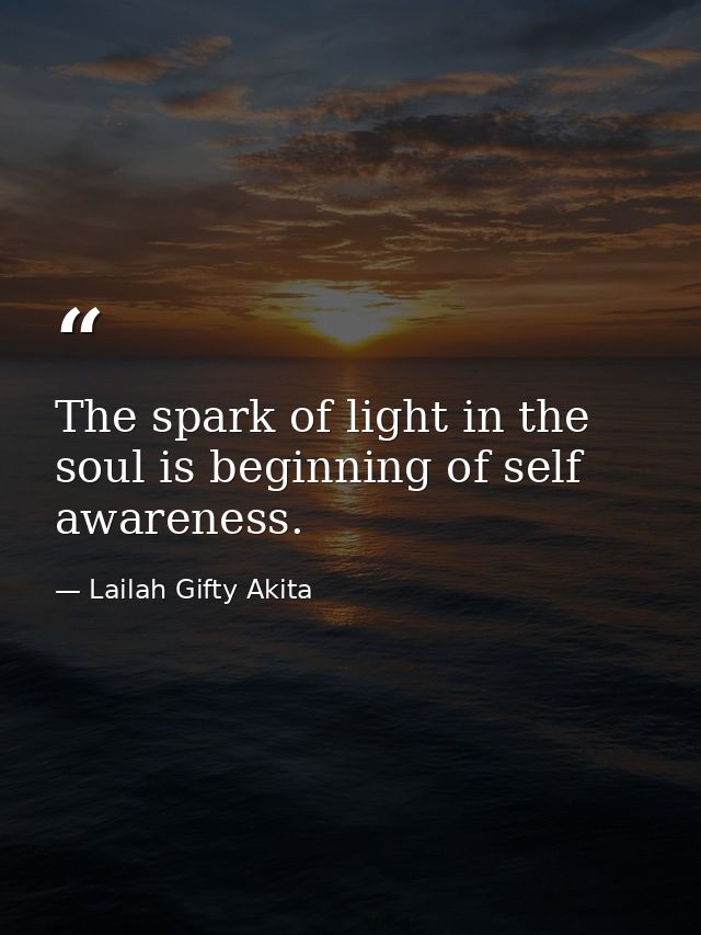 The spark of light in the soul is beginning of self awareness. — Lailah Gifty Akita