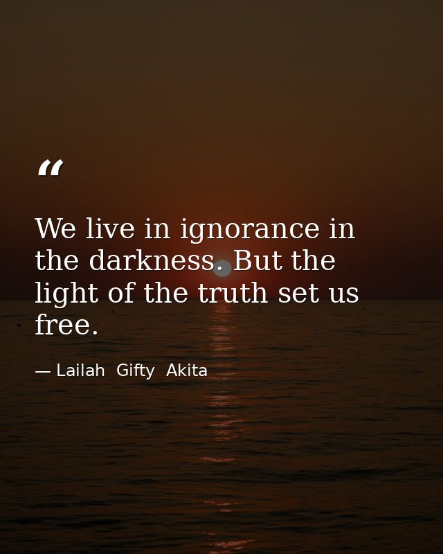 We live in ignorance in the darkness. But the light of the truth set us free. — Lailah  Gifty  Akita