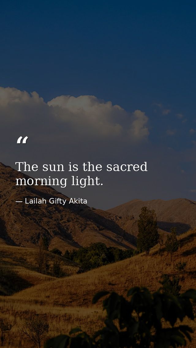 The sun is the sacred morning light. — Lailah Gifty Akita
