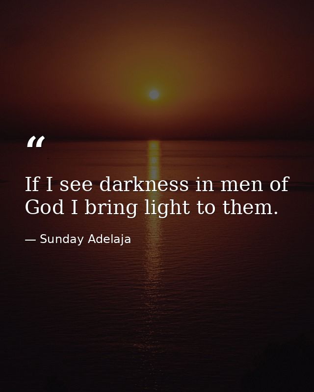 If I see darkness in men of God I bring light to them. — Sunday Adelaja