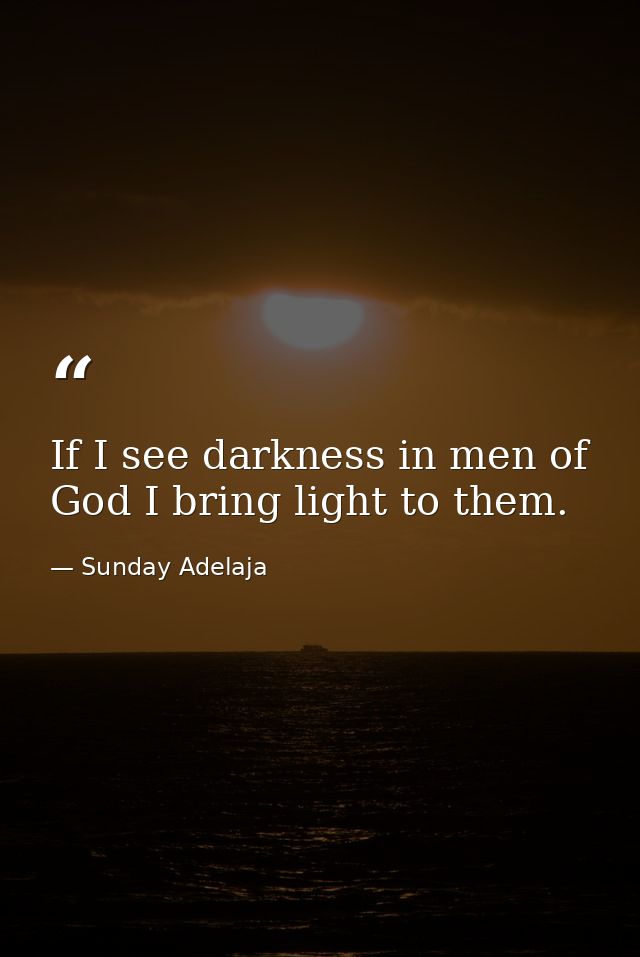If I see darkness in men of God I bring light to them. — Sunday Adelaja