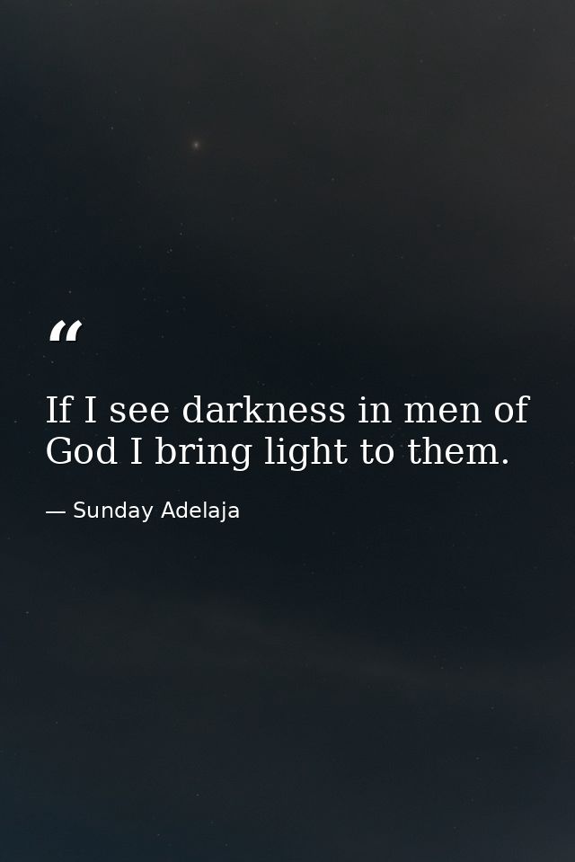 If I see darkness in men of God I bring light to them. — Sunday Adelaja