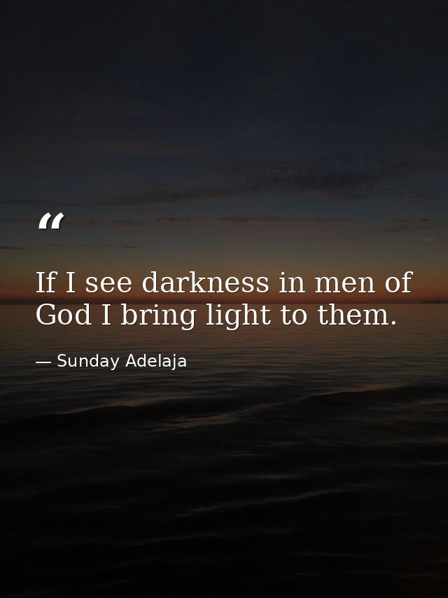 If I see darkness in men of God I bring light to them. — Sunday Adelaja