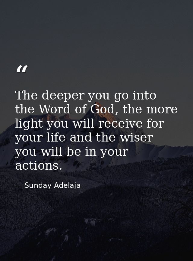 The deeper you go into the Word of God, the more light you will receive for your life and the wiser you will be in your  — Sunday Adelaja