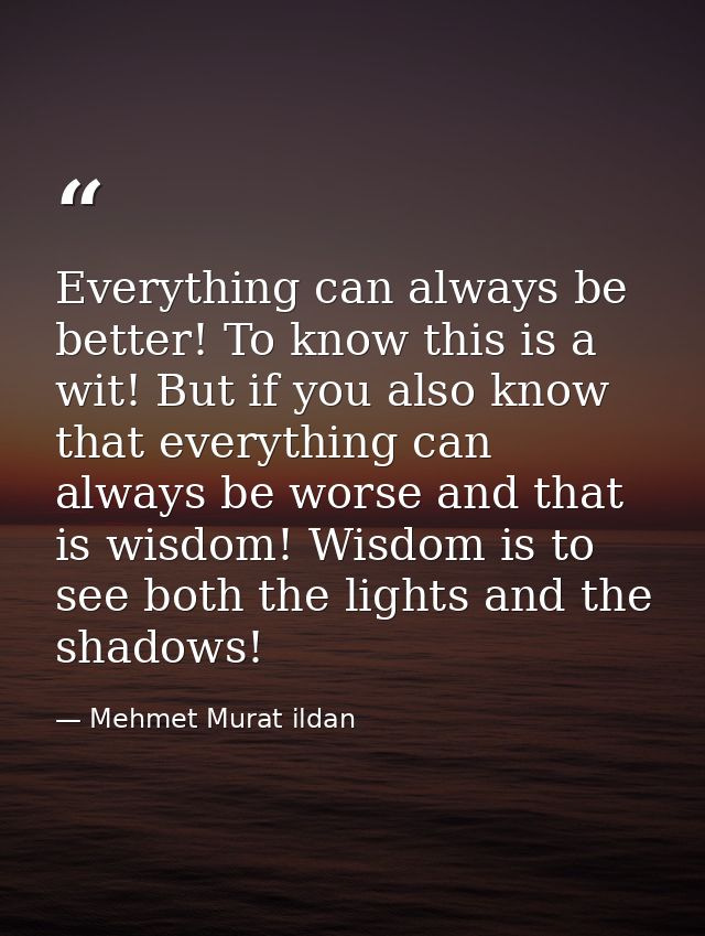 Everything can always be better! To know this is a wit! But if you also know that everything can always be worse and tha — Mehmet Murat ildan