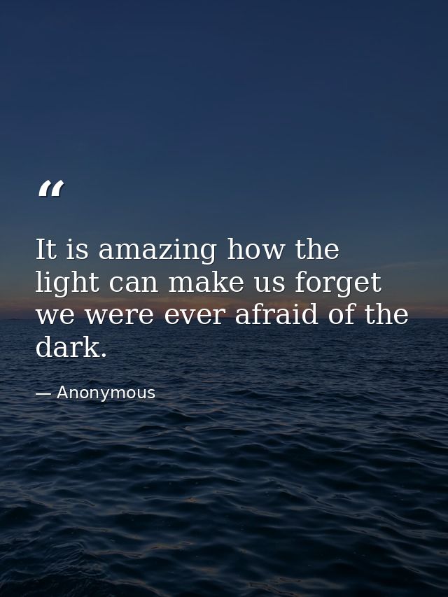 It is amazing how the light can make us forget we were ever afraid of the dark. — Anonymous